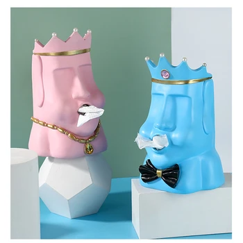 Короната на Великденските Моаи Хартия Държач Кутия За Салфетки Каменна Фигурка на Хартиен Притежателя 3D Санитарен Бар За Съхранение на Хартия Органайзер За Баня 0