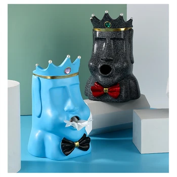 Короната на Великденските Моаи Хартия Държач Кутия За Салфетки Каменна Фигурка на Хартиен Притежателя 3D Санитарен Бар За Съхранение на Хартия Органайзер За Баня 2