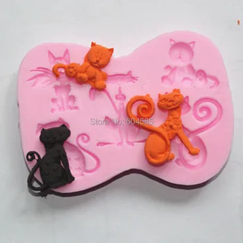 котката lady силиконови форми за торта с фондан сапун с форма за кухня сладкиши Sugarcraft FM066