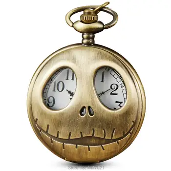 Кошмарът Преди Коледа Джобни Часовници Веригата Кухи Кварцови Часовници Джобни Steampunk Висулка Коледни Подаръци Reloj De Bolsillo