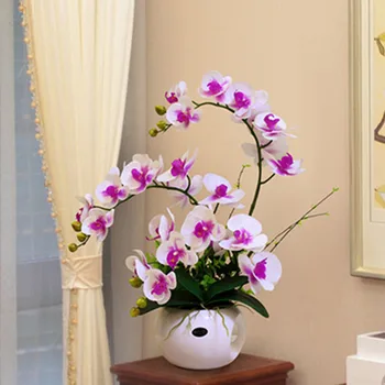 Красива Изкуствена Ваза за Цветя Phalaenopsis, Комплект за Декорация на Дома, Луксозен Цветя, украса за Парти, Цветя 3