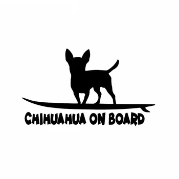 Креативна Vinyl Стикер на колата чихуахуа на борда, Забавна Порода Кучета, Стикер на прозореца на колата, Черен/Сребрист, 16 см * 9 cm
