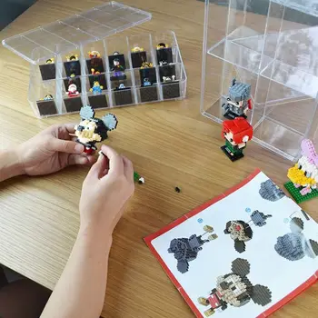 Кутия За Съхранение на Минифигурок с 4/18 Мрежи, Акрилна стоп-моушън Фигурка, Прозрачна Поставка За Дисплея на Сляпо кутия, Кутия За Задействане на Ръчен труд За Фигурки Lego 2