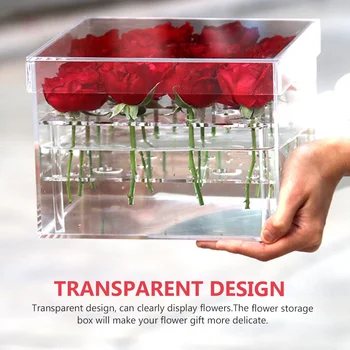 Кутия За Цветя Прозрачна, Консервирани Подарък Акрилна Вечният Цвят На Споразумение Гърне Мъжки Опаковката Прозрачни Кутии За Опаковане  4