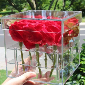 Кутия За Цветя Прозрачна, Консервирани Подарък Акрилна Вечният Цвят На Споразумение Гърне Мъжки Опаковката Прозрачни Кутии За Опаковане  5