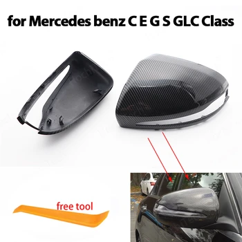 Кутията Странично Огледало Капак За Mercedes Benz W205 W222 W213 W238 X205 X253 C217 C253 W253 C S GLC E G Класа AMG замени от въглеродни влакна вид