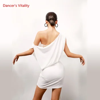Латински танц рокля за жените секси рокли Диагонал презрамка за латино танци рокля за възрастни хип Wrap свободен Чача танц облекло 3