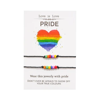 ЛГБТ с Преливащи се цветове Мъниста от Мъниста, Гривни с Карти Желания Гордостта на Лесбийките, Гейовете е бисексуален Ширити Веревочного Гривна с Карти на Вашите Истински Цветове