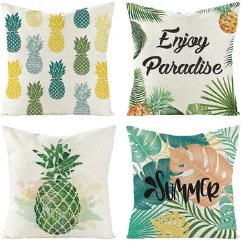 Летните Калъфки за възглавници с ананас, 18X18, Комплект от 4 Възглавници За дивана, калъфки за възглавници за дома, летен Декор на открито