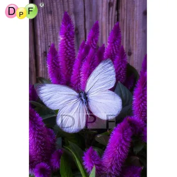 Лилавата пеперуда на Цвете 3D Диамантена Живопис Бродерия на кръстат бод Начало Декор САМ Диамантена Бродерия Планински Кристал, Квадратна Пълна Мозайка занаяти 0