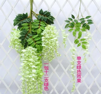 Лоза Изкуствени Цветя глициния моделиране ратан цвете bracketplant ред завод Домашно монтиране на украса за сватба 1