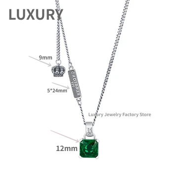 Луксозен S925 Сребро Модерен Ретро синтетичен Зелен скъпоценен камък За жените есенно-зимни дрехи висулка, висулка аксесоари