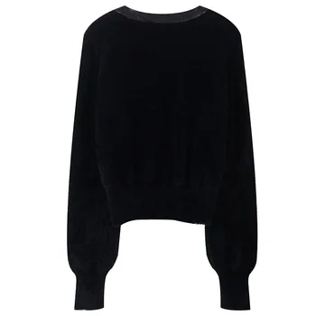 Луксозен дизайнерски брендовый вязаный пуловер, шик женски ретро пуловер с кръгло деколте в контрастен цвят, без висококачествен вязаный жилетка, пуловер 4