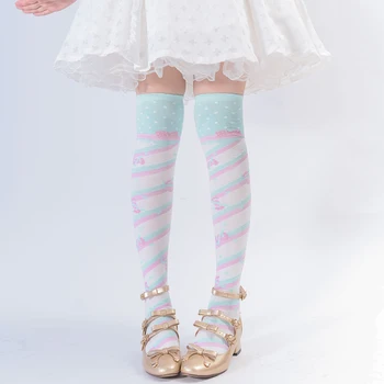 Малки Близалки Над Коляното Чорапи Лолита Чорапи Японските Жени Лолита Харадзюку Бонбони Шарени Чорапи