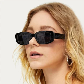 Малки Правоъгълни Слънчеви Очила Реколта Нюанси За Жени Цвят Карамел Огледално Квадратни Слънчеви Очила Ретро, С Плосък Покрив Прозрачни Лещи