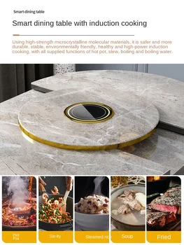 маса за хранене домакински модерен минималистичен рок индукционная печка многофункционален телескопична въртяща се маса кръгла маса за хранене 2