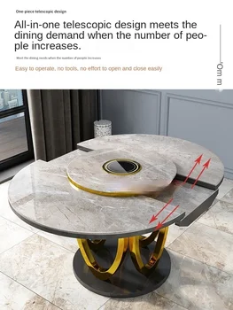 маса за хранене домакински модерен минималистичен рок индукционная печка многофункционален телескопична въртяща се маса кръгла маса за хранене 3