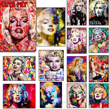 Мерилин Монро е Диамантена Живопис САМ Графити, Плакат на Уличното Изкуство Картина на Диамантена Мозайка Кристали Бродерия на кръстат бод декор 0