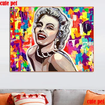 Мерилин Монро е Диамантена Живопис САМ Графити, Плакат на Уличното Изкуство Картина на Диамантена Мозайка Кристали Бродерия на кръстат бод декор 2