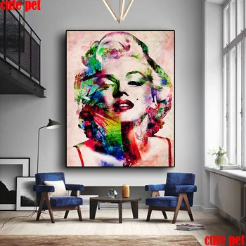 Мерилин Монро е Диамантена Живопис САМ Графити, Плакат на Уличното Изкуство Картина на Диамантена Мозайка Кристали Бродерия на кръстат бод декор 5