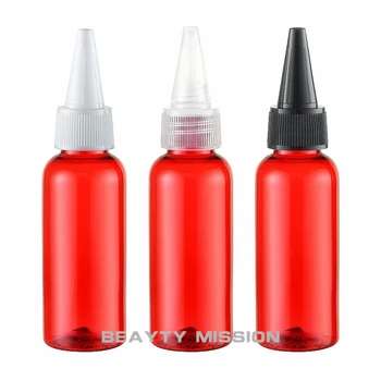 МИСИЯТА на КРАСОТАТА 50 мл X 48 празни червени козметични пластмасови бутилки с остри капак за устата, пластмасов контейнер за подправки, 50 cc