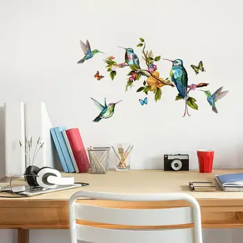 Многоцветни Пеперуди и птици, летящи Стикери за Стена, декорация за хол, спалня, тапети, Стенопис, Сменяеми етикети 5
