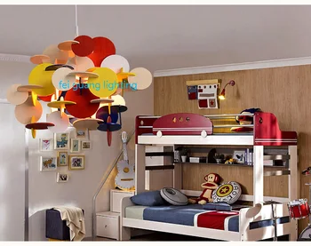Модерен, Креативен Дизайнерски Окачен Лампа Дървени Блокове Цветна Дървена Окачена Лампа за Детска Стая Строителни Блокове Осветление 4