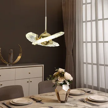 Модерен светлина луксозна креативна летяща чиния дълга линейна полилей Скандинавски индивидуалност проста форма регулируема спалня хол 2