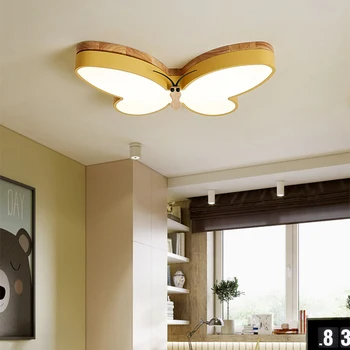Модерна дървена тавана лампа Led полилей с пеперуда, Стая, Спалня, За Момчета и момичета, Сладък детски тавана лампа 2