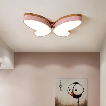 Модерна дървена тавана лампа Led полилей с пеперуда, Стая, Спалня, За Момчета и момичета, Сладък детски тавана лампа 3