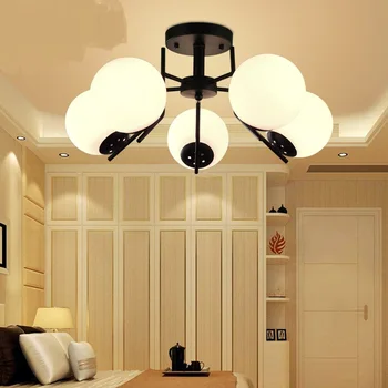 Модерна проста лампа за дневна led плафониери творчески кръгла топка осветление спални, Скандинавски персонализирани ресторант LU807126