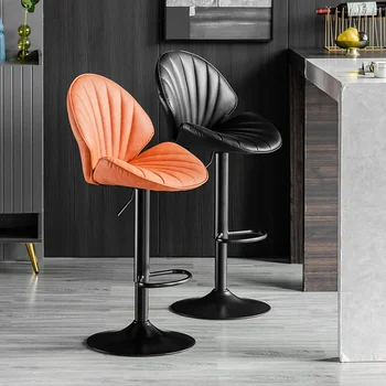Модерни минималистичные трапезни столове изкачване регулируема бар стол удобна възглавница бар столове извита облегалка Мебели за дома 0