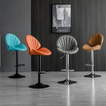 Модерни минималистичные трапезни столове изкачване регулируема бар стол удобна възглавница бар столове извита облегалка Мебели за дома 1