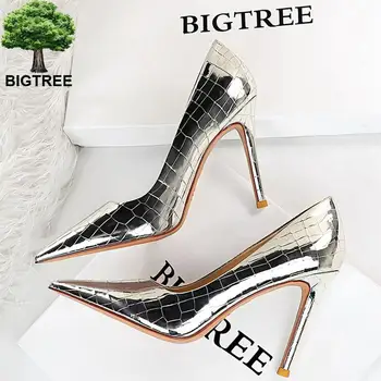 Модерни Обувки С Метален Модел и Камъни, Дамски обувки-лодки, с високо качество Сватбени обувки На Висок Ток, Луксозни Пикантни Банкетни обувки 2023 3