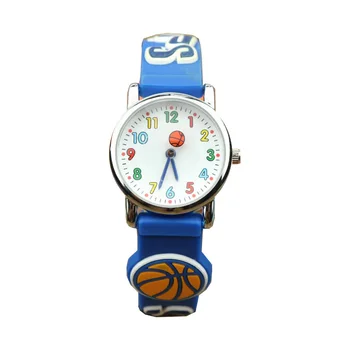 модни детски 3D часовник с циферблат и баскетбольным циферблат, каишка силикон, детски спортни желейные часовници, водоустойчиви часовници с анимационни герои за момчета
