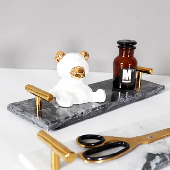 Мрамор Тава За Измиване На Банята Тава За Съхранение На Nordic Light Луксозен Козметичен Стелажи За Бижута, Аксесоари За Дома 1