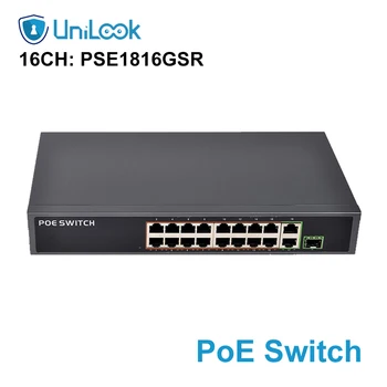 Мрежов комутатор UniLook 16CH PoE за IP камери + 2TP + 1 SFP Gigabit Uplink Не Разход Poe Порт на Комутатор PSE1816GSR V2.0