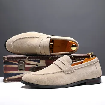 Мъжки Кадифе, Кожени чехли От Естествена Кожа Skórzane Buty Na Co Dzień Британската Мъжки обувки Ежедневни Кожени обувки
