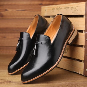 Мъжки модел обувки, мъжки сватбени обувки от Изкуствена Кожа в британския стил, Мъжки Кожени Oxfords, Официалната Обувки