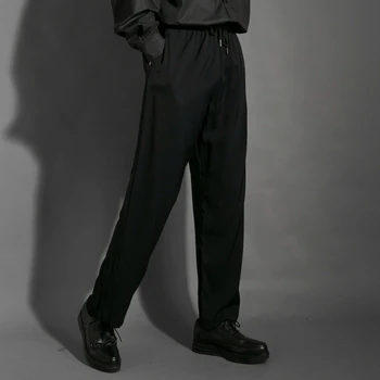 Мъжки нови класически тъмни модни маркови свободни панталони в стил Ямамото с директни штанинами, всеки ден страхотни панталони
