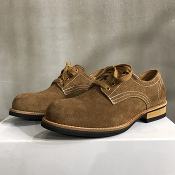 Мъжки обувки от волска кожа, велур, зашити на ръка в японския класически стил, мъжки обувки в стил ретро, Британска Кожени обувки, мъжки ежедневни обувки за всеки ден