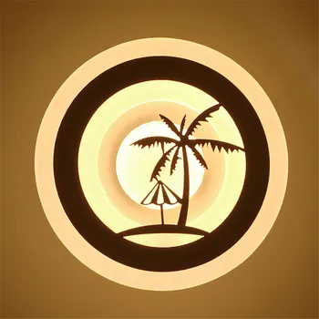 На закрито led, с монтиран на стената лампа, за украса на кокосовата палма, с монтиран на стената лампа домашно осветление дневна спалня лампа кръг / AC90-260V бяла светлина 3