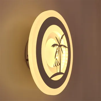 На закрито led, с монтиран на стената лампа, за украса на кокосовата палма, с монтиран на стената лампа домашно осветление дневна спалня лампа кръг / AC90-260V бяла светлина 4