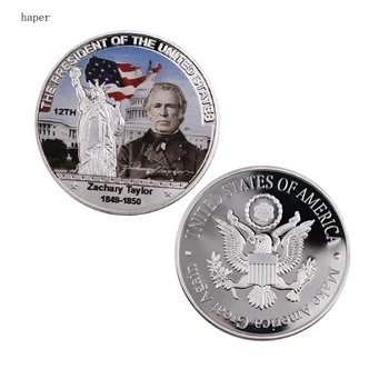 Начало Декоративна Метална Монета на Американския Президент Творчески Монети Памет Захари Тейлър Качествен Украшение за Спомен