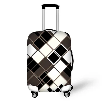 необичайни черно-бели калъфи в клетка с принтом за багаж, Чанта за Куфара, Защитен Калъф, Аксесоари за Пътуване, Разтеглив седалките