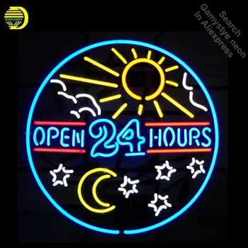 Неонови Надписи за работа 24 часа Неонови Лампи знак на Слънцето и Луната Истинска Стъклена Тръба Красят Стената неонова лампа производител Знак дропшиппинг