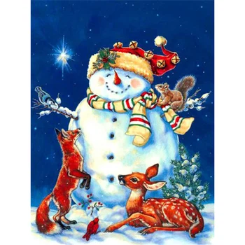 Нов 5D САМ Диамантена Живопис Коледна Бродерия на кръстат бод Пълна Кръгла, Квадратна Бормашина Снежен човек Диамантена Бродерия Занаяти Начало Декор Арт Подарък 1