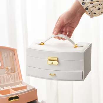 Нов двуслойни Кутия За Съхранение на Бижута Модерен Кутия Ковчег За Бижута Обеци, Пръстен Кутия За Съхранение на Бижута Подарък