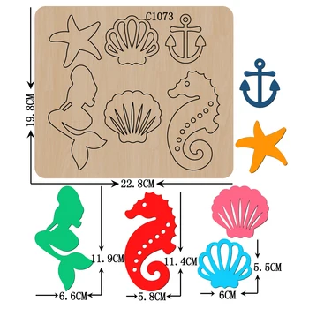 Нов Морско конче, морска звезда Дървени печати за Scrapbooking C-1073 Режещи Печати с различни размери
