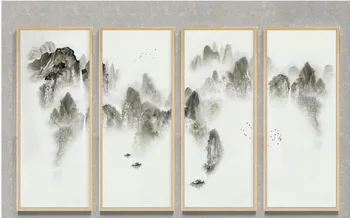 Нов пейзаж китайски мастило Misty Дзен декоративна живопис без рамка в рамките на четири 1